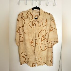 Zara Beige and Brown Hawaiian style shirt